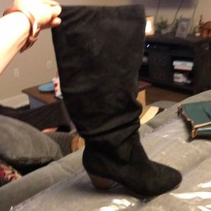 High suede black boots